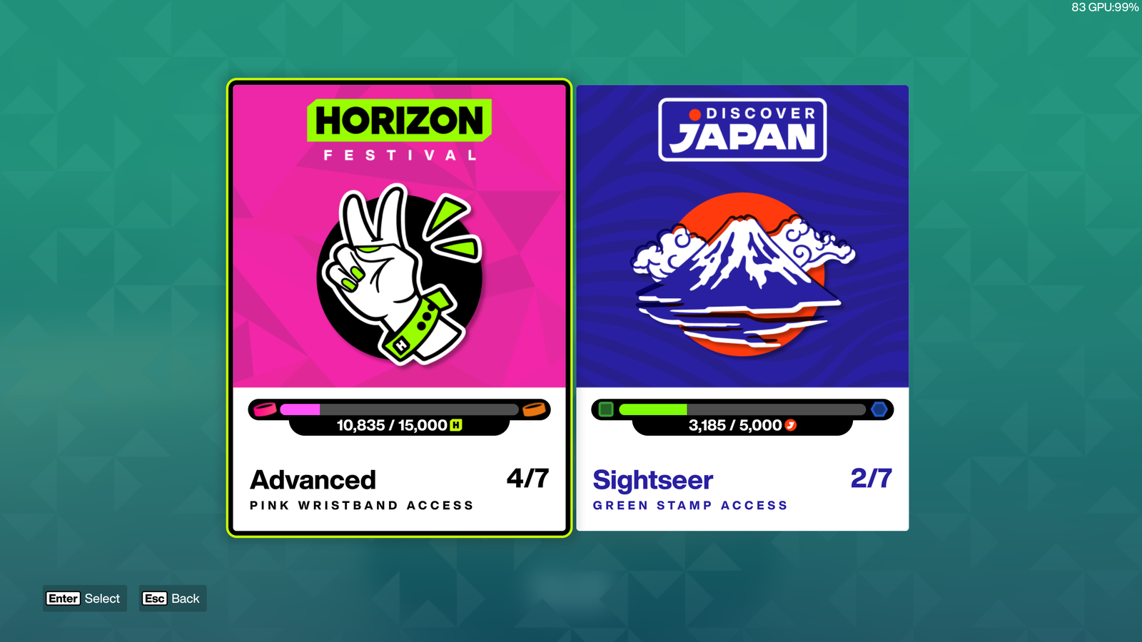 A screenshot of the Collection Journal in Forza Horizon 6, showing the player's progression for Wristband Access. 