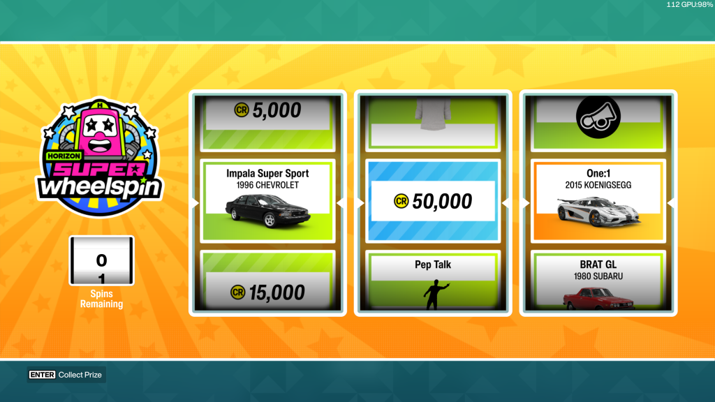 1 car thanks to a Wheelspin reward.