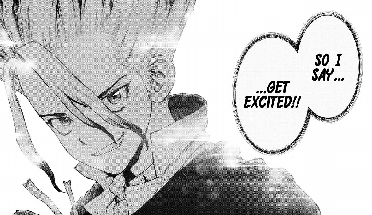 Senku's final panel in dr. stone manga