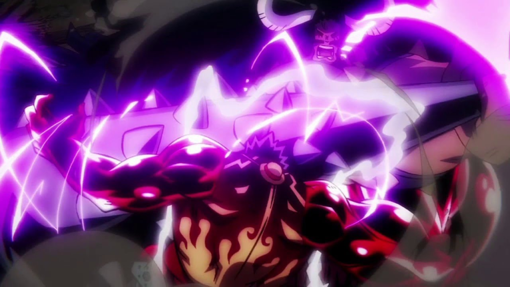 Kaido, known as the "World's Strongest Creature," in his hybrid form during the Wano Country arc.