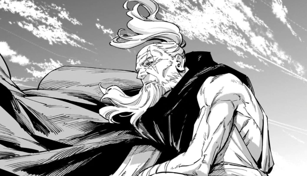 Todo sitting on a rock as an old man