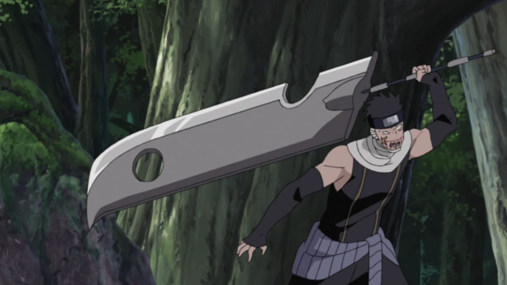 Zabuza is seen using Kubikiribocho Execution Technique in naruto