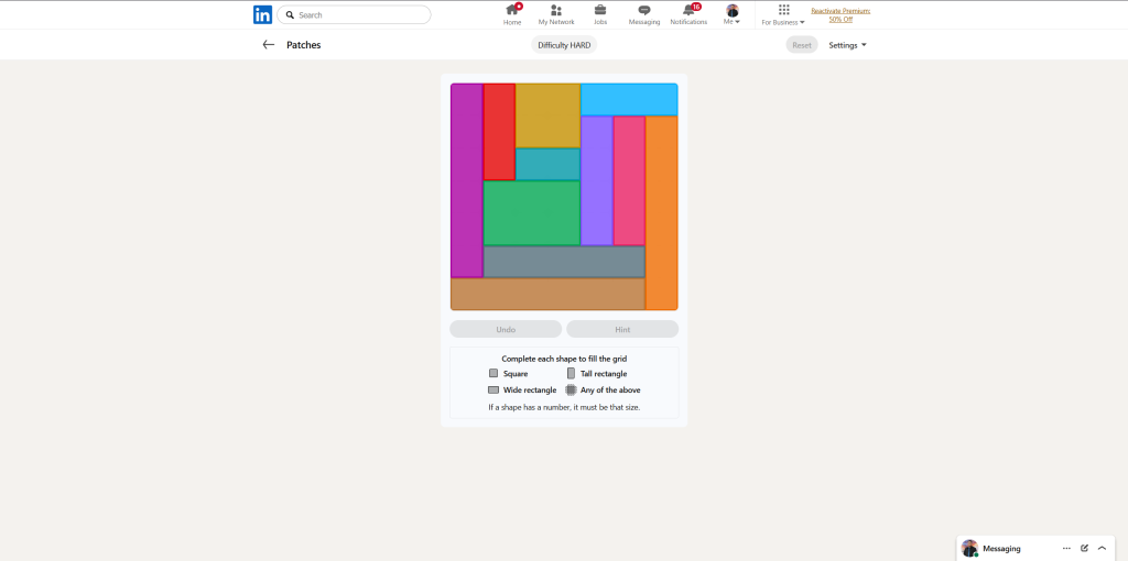 A screenshot of the daily LinkedIn Games puzzle.