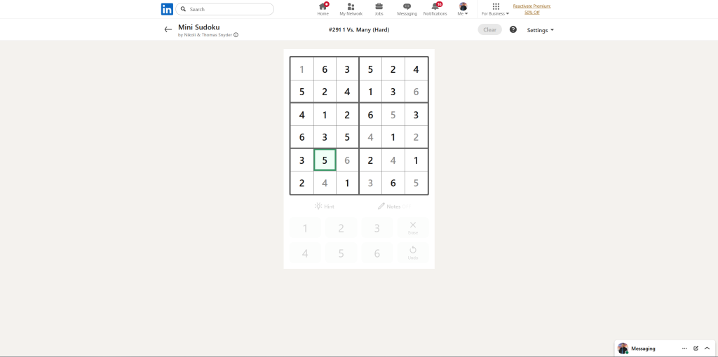 A screenshot of the daily LinkedIn Games puzzle.