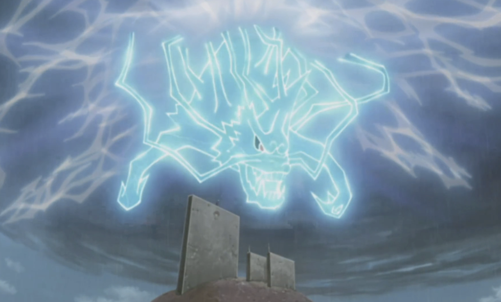 This image depicts Kirin, a powerful lightning-based technique used by Sasuke Uchiha in the Naruto series