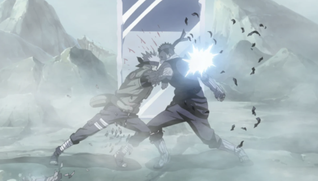  Shippuden episode titled The First and Last Opponent Episode 266 and the battle takes place during the Fourth Shinobi World War arc