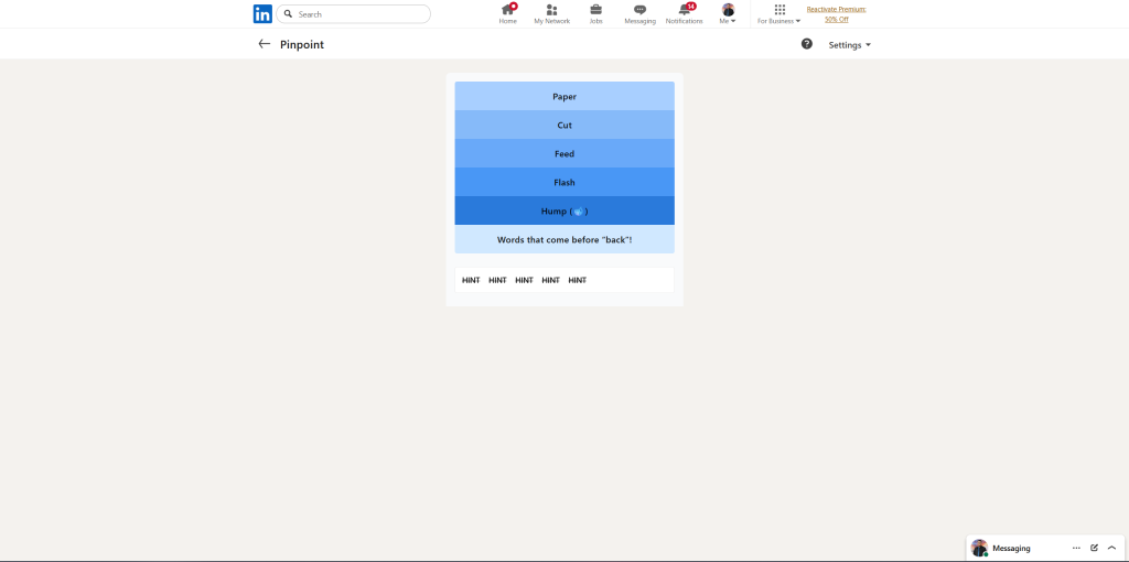 A screenshot of the daily LinkedIn Games puzzle.