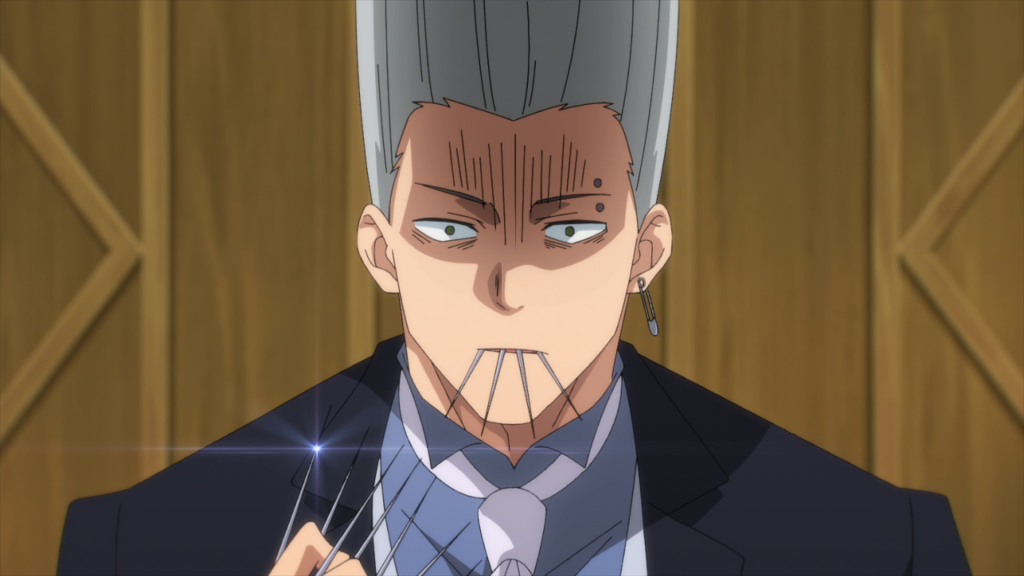 Hayato using his needles on gero in a wedding