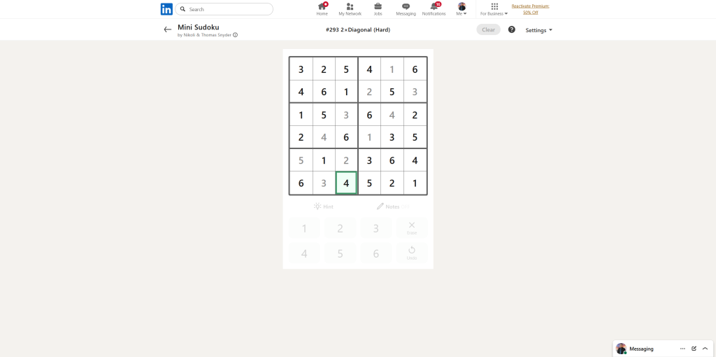 A screenshot of the daily LinkedIn Games puzzle.