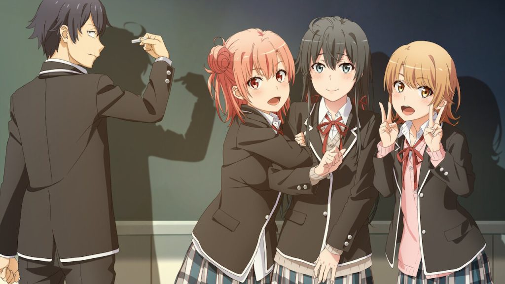Hachiman, Yukino, Yuigahama, and Iroha from the poster of oregairu