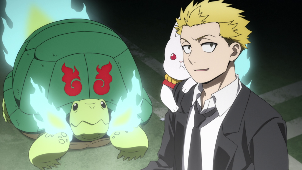 Haruo wwwith rabbit and turtle in a basement
