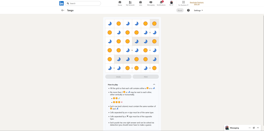 linkedin games tango