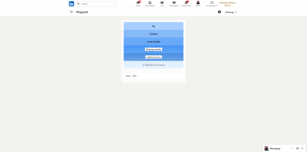 A screenshot of the daily LinkedIn Games puzzle.