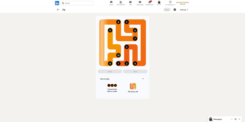 A screenshot of the daily LinkedIn Games puzzle.