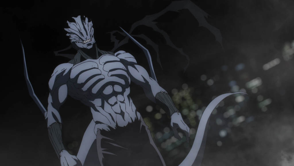 This image features Mahito from Jujutsu Kaisen in his ultimate form, known as the Instant Spirit Body of Distorted Killing and this form is activated after Mahito understands the true essence of his soul, resulting in a hardened, monstrous exterior that nullifies physical attacks
