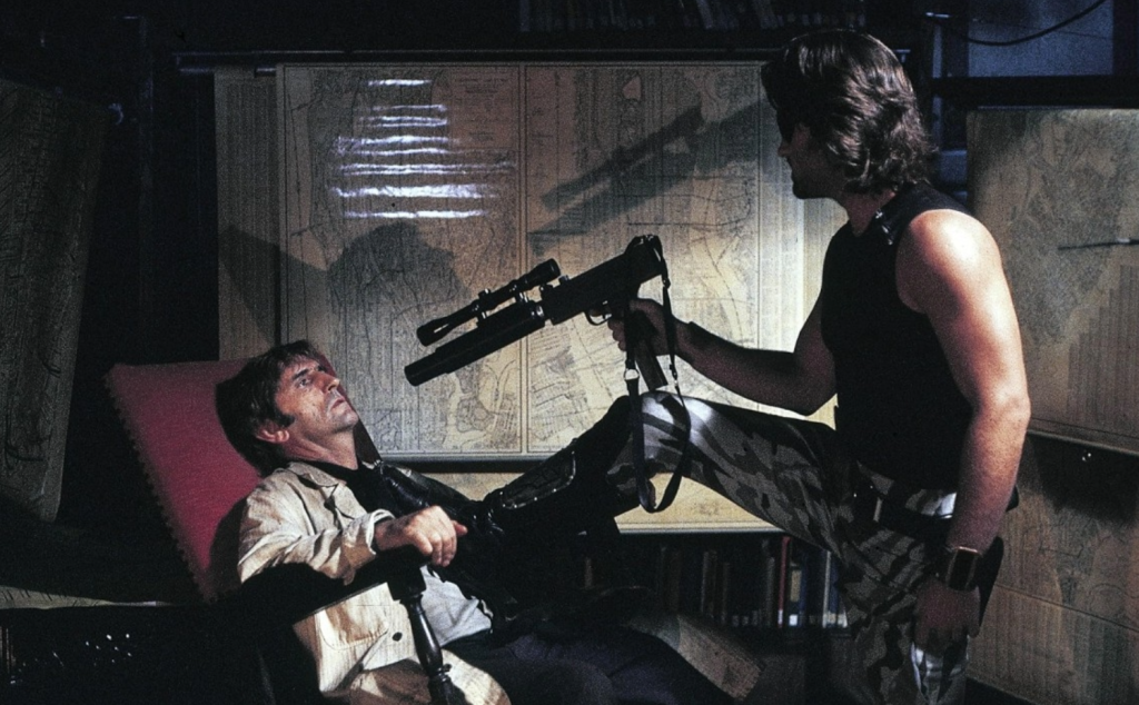 Kurt Russell in a still from Escape from New York
