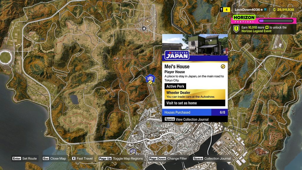 Forza Horizon 6 world map showing Mei's House location in Ohtani.