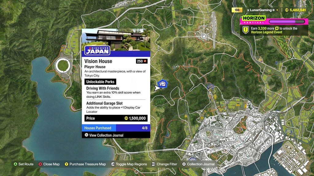 Forza Horizon 6 world map showing Vision House location in Ohtani.