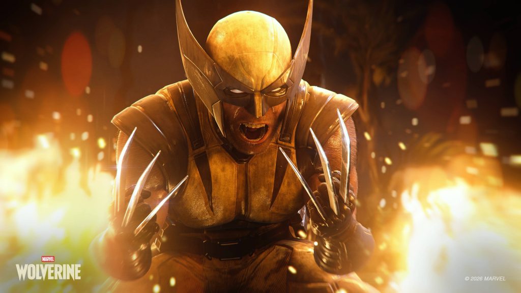 Wolverine roaring between flames in Marvel's Wolverine.