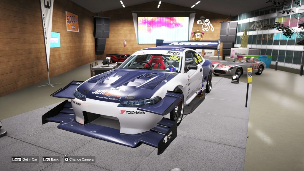 Forza Horizon 6 garage screenshot showing the Nissan #36 Dream Project S15 Silvia WTAC on display.