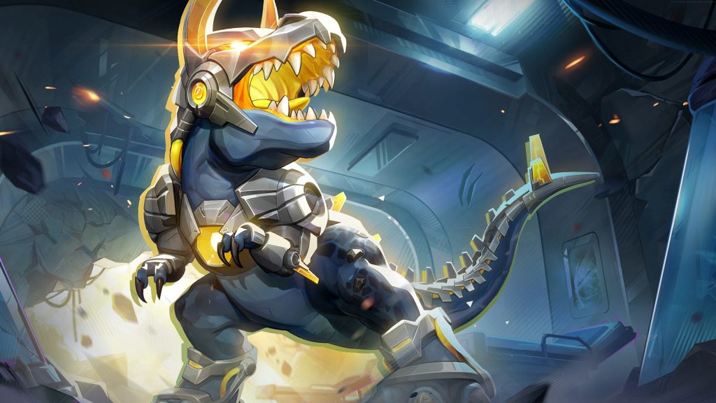 Final frame of a Marvel Rivals MVP animation featuring Devil Dinosaur.