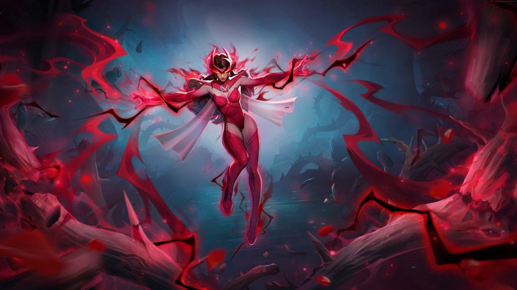 Marvel Rivals MVP animation screenshot featuring Scarlet Witch, one of the game's most beginner-friendly Duelist heroes.