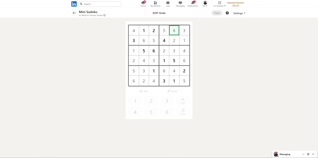 A screenshot of the daily LinkedIn Games puzzle.