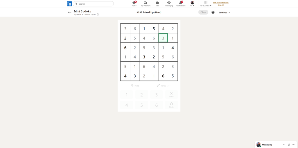 A screenshot of the daily LinkedIn Games puzzle.