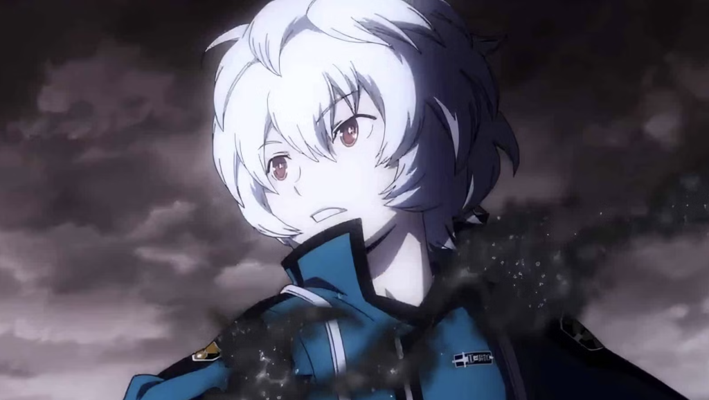 This image features the character Yuma Kuga from the anime series World Trigger