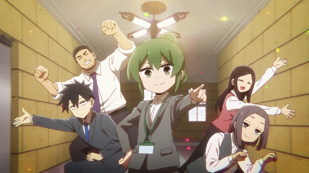 Futaba, Harumi, Touko, Souta, and Mona from the anime opening My Senpai is Annoying