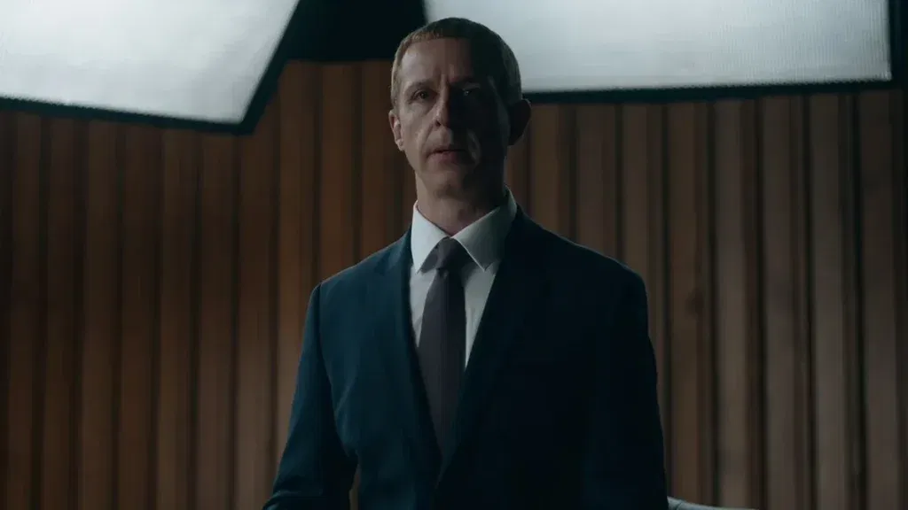 Jeremy Strong as Mark Zuckerberg in The Social Reckoning