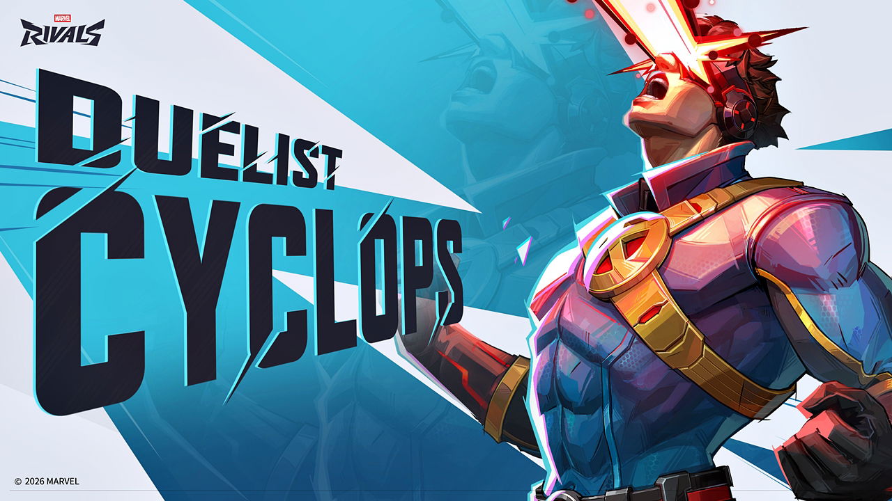 Marvel Rivals character reveal banner showcasing the Season 8.5 Duelist hero, Cyclops.