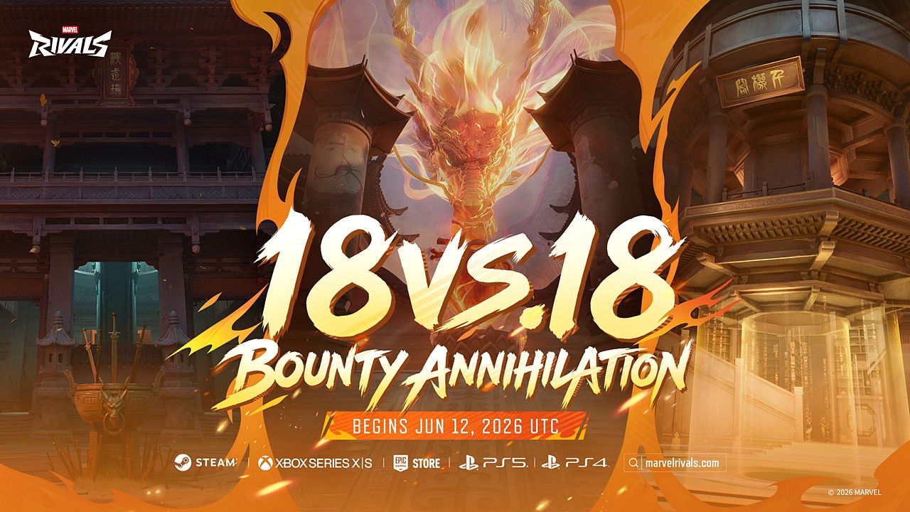 Promotional banner for the new 18 vs. 18 Bounty Annihilation game mode coming to Marvel Rivals in Season 8.5