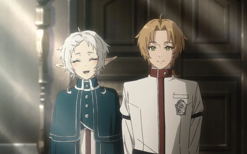 This image features Rudeus Greyrat and Sylphiette from the anime Mushoku Tensei: Jobless Reincarnation