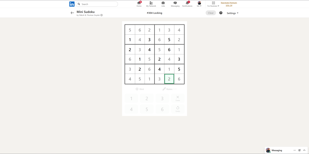A screenshot of the daily LinkedIn Games puzzle.