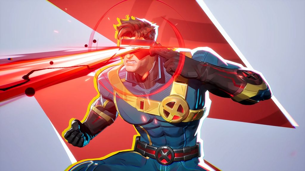 A close-up of Cyclops in Marvel Rivals, as seen in a still from the hero's default MVP animation.