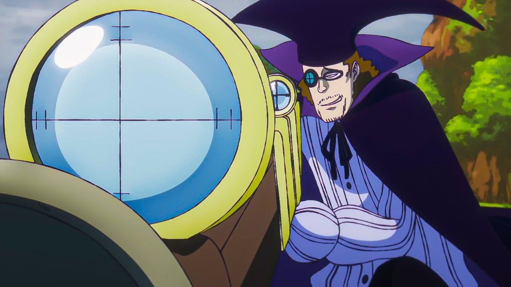 Augur possesses the Warp-Warp Fruit (Wapu Wapu no Mi), allowing him to teleport himself and others.