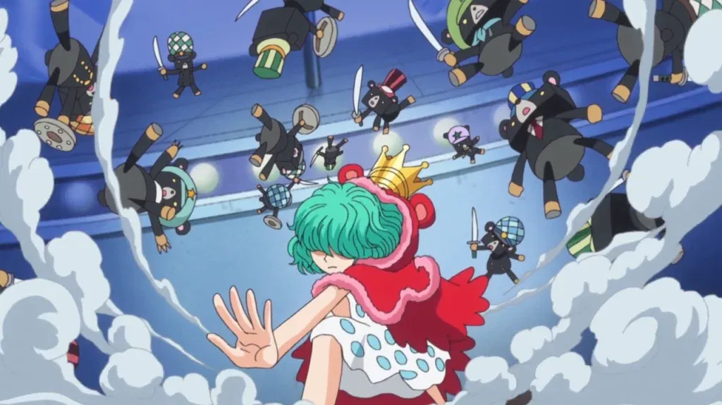 Sugar wields the Hobi Hobi no Mi (Hobby-Hobby Fruit), a Paramecia-type Devil Fruit that allows her to transform any living creature she touches into a toy. 