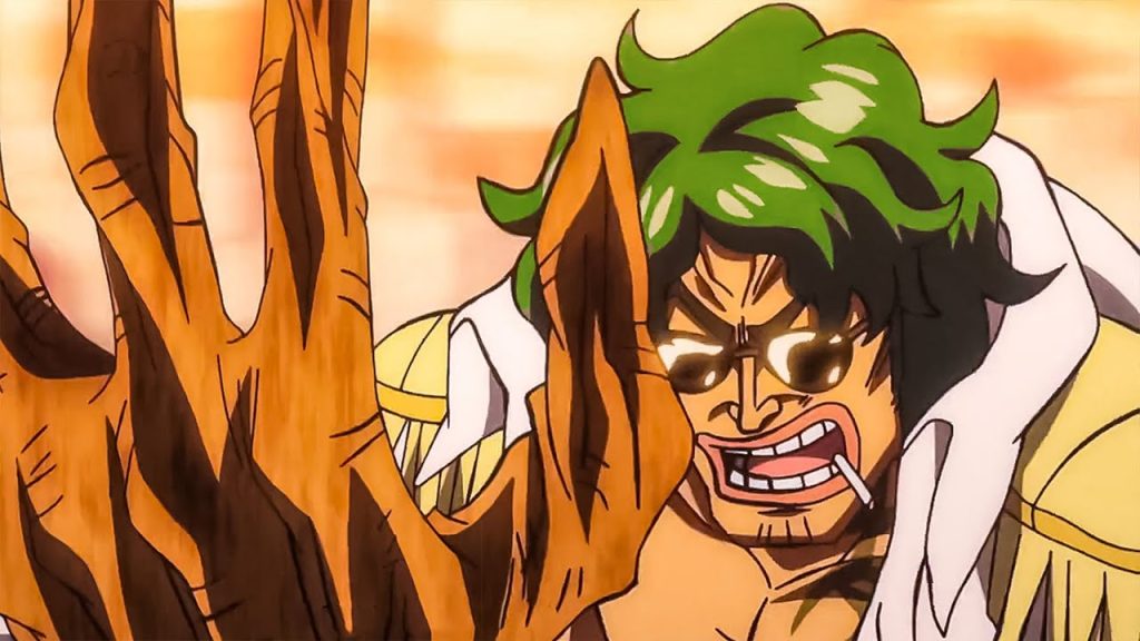 Ryokugyu is using his Mori Mori no Mi Devil Fruit powers, which allow him to create and transform into flora.