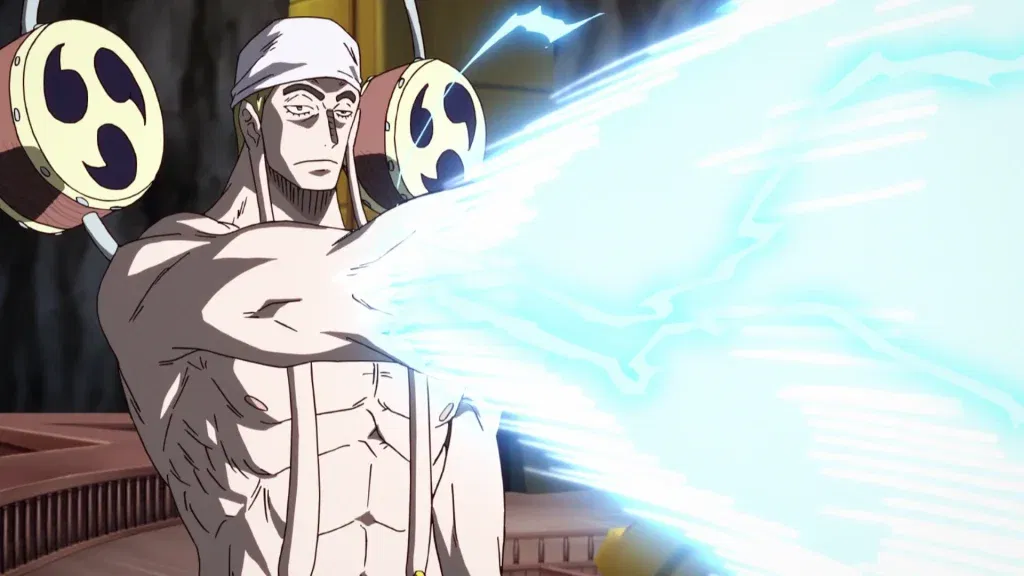 Enel ate the Goro Goro no Mi (Rumble-Rumble Fruit), a Logia-type Devil Fruit that allows him to create, control, and transform into electricity.