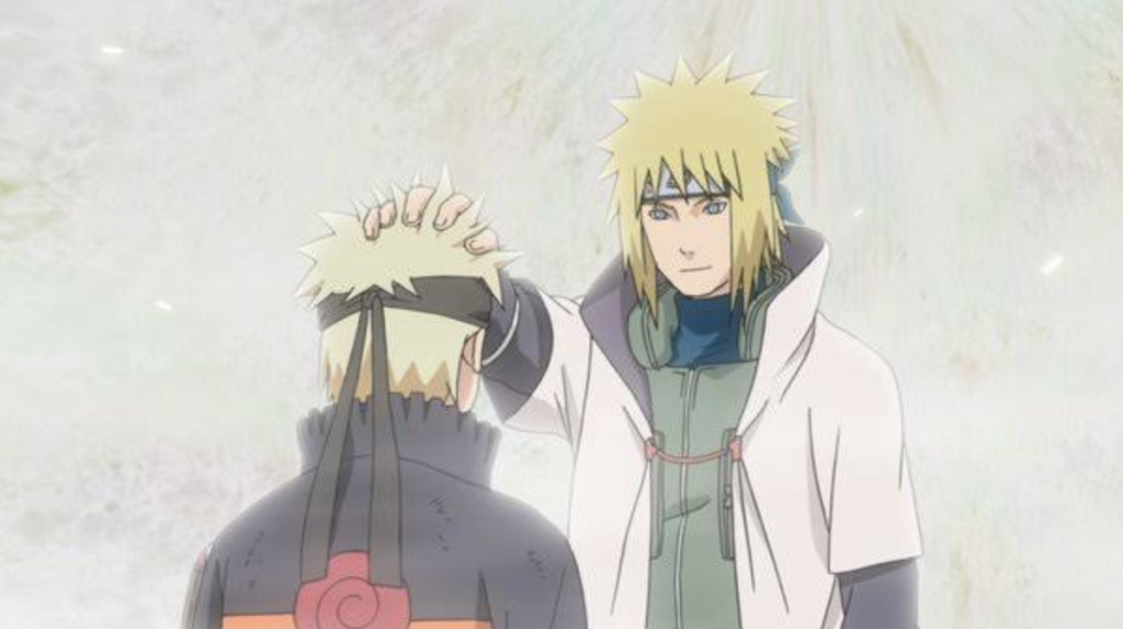 the image shows minato with naruto