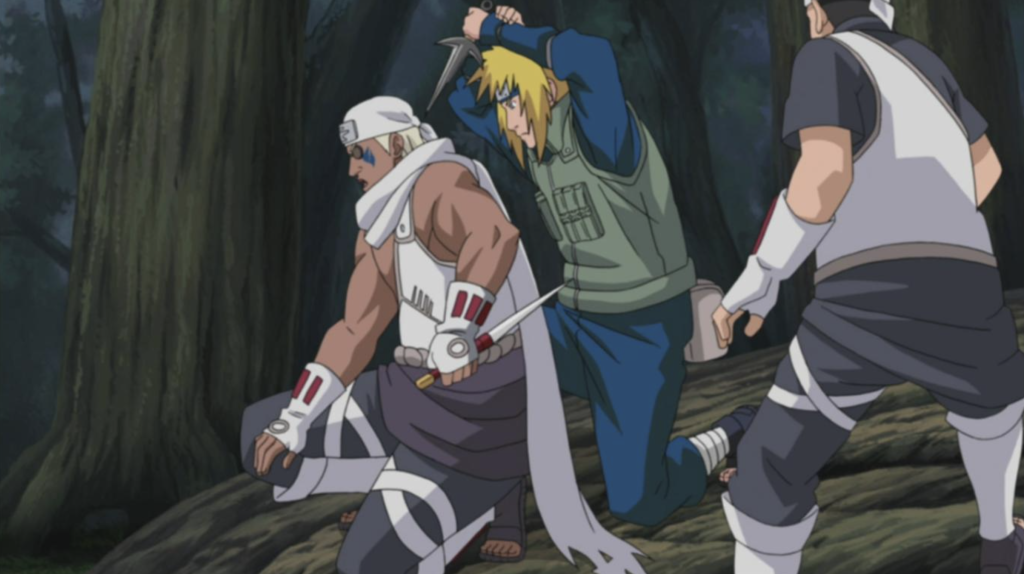Minato’s encounter with A and B during the war in naruto series