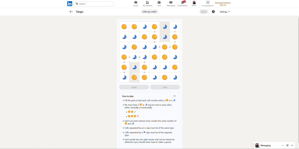 All LinkedIn Games Solutions for Today (June 14, 2026) 5 A screenshot of the daily LinkedIn Games puzzle.
