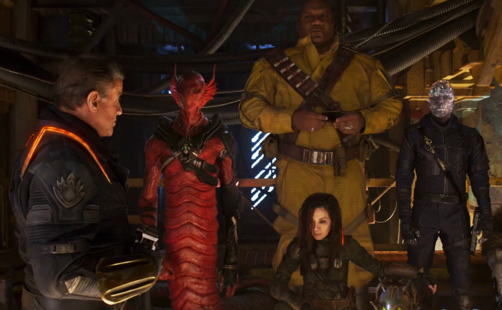 Stakar Ogord with his version of the Guardians of the Galaxy, who were the first team to have the name in the comics. 