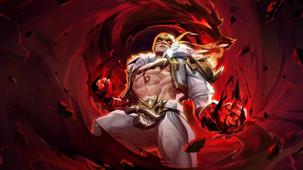 Marvel Rivals MVP animation screenshot of Iron Fist striking a menacing pose with the Immortal Weapon of Agamotto skin equipped.