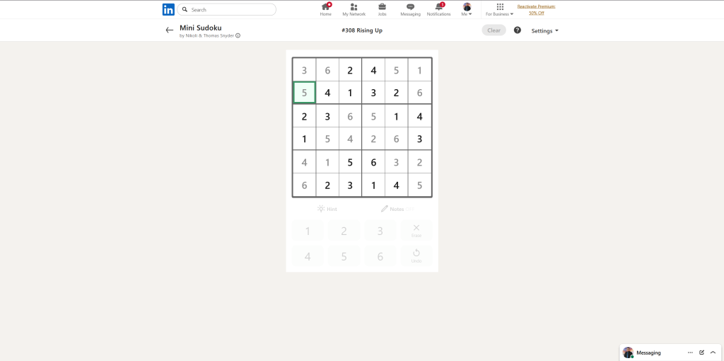 A screenshot of the daily LinkedIn Games puzzle.