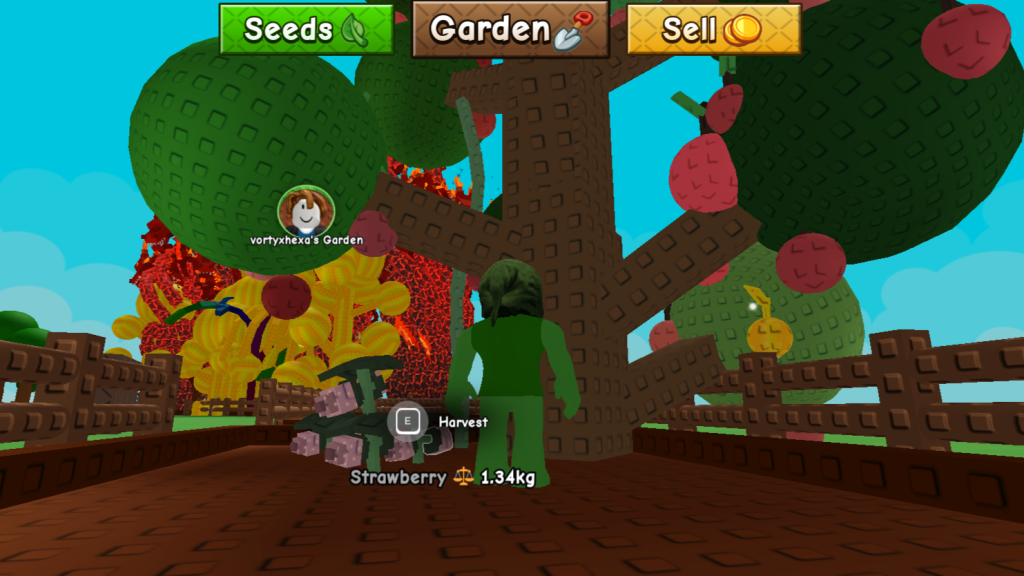 Harvesting crops in Grow a Garden 2.