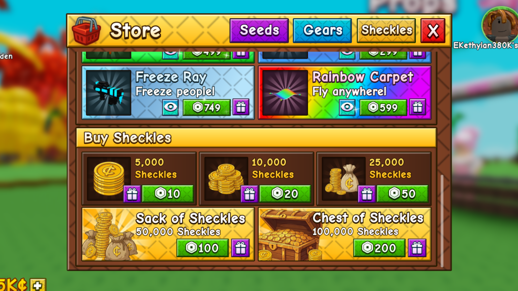 Sheckles in Grow a Garden 2.