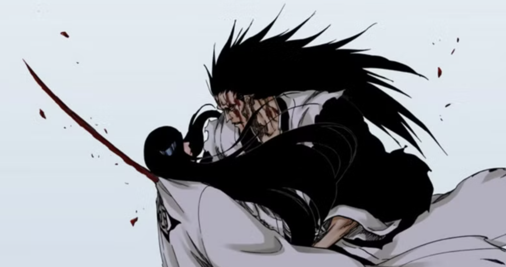 Thousand-Year Blood War arc. Unohana deliberately fights Zaraki to the death to unlock his full potential and pass on the title of "Kenpachi"