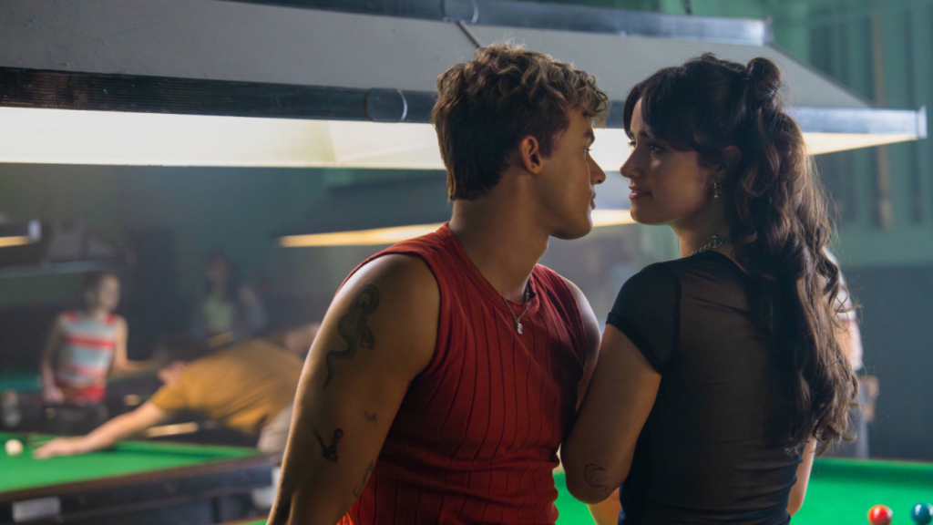 a still from your fault: london featuring nick and noah standing face to face